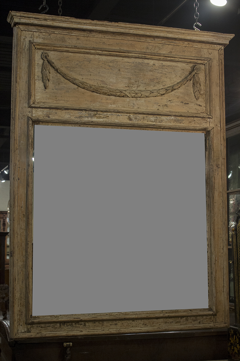 Italian Trumeau Mirror with Scrubbed Finish