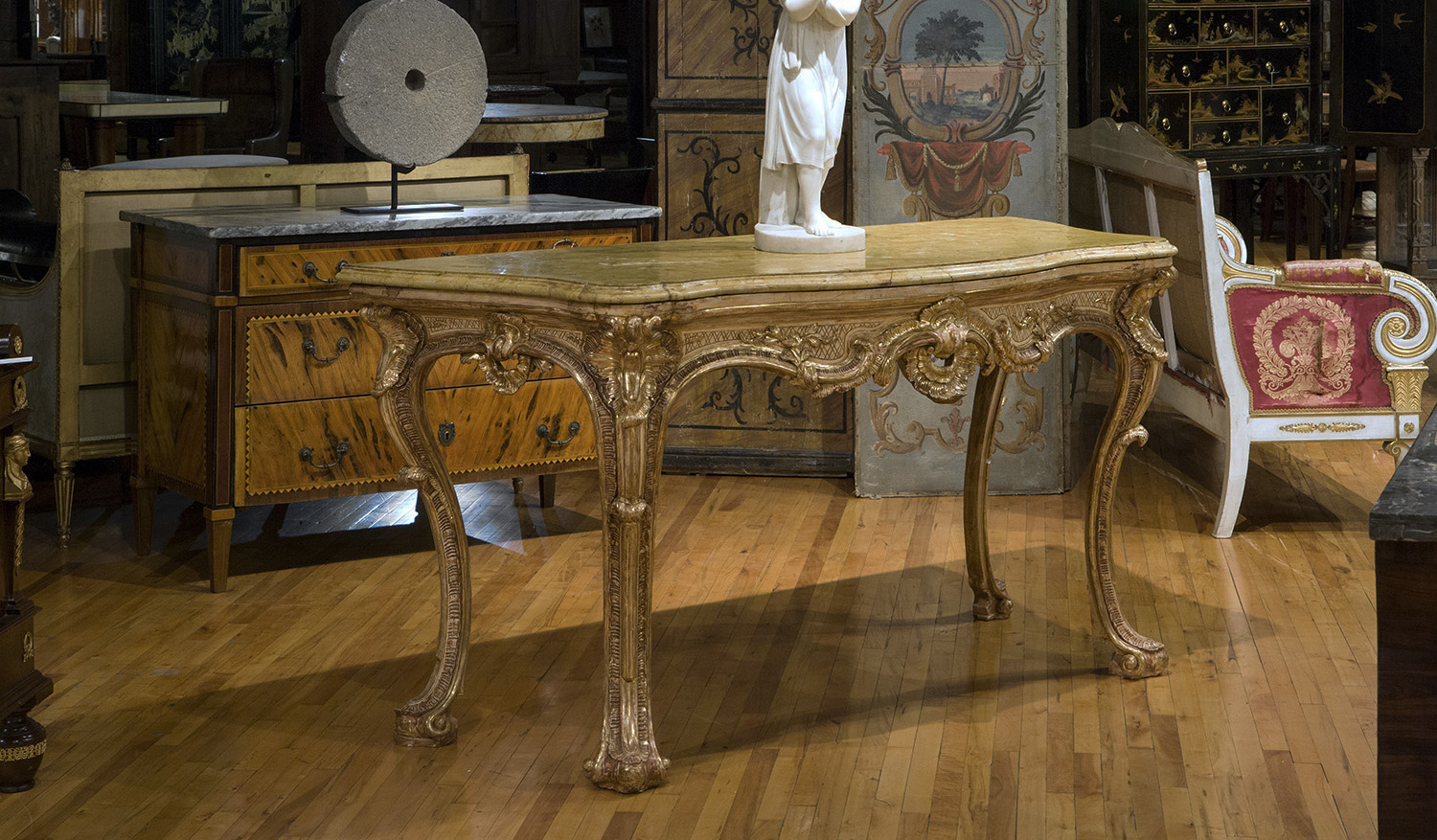 Italian Gilded Console with Marble Top
