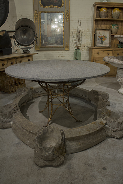 Granite Top Round Table with Metal Pedestal