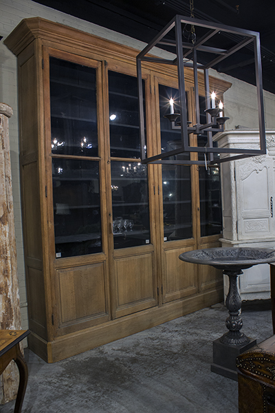 English Display Cabinet with Solid Glass Doors above Panel Doors.