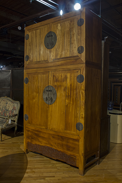 Ming Camphor Wood Cabinet, Features a Companion Top Chest and Original Hardware.