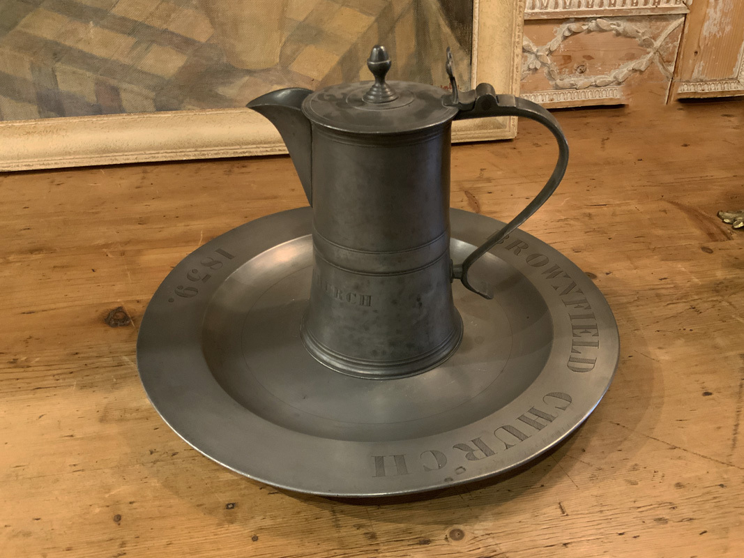 Pewter Pitcher and Charger from Brownfield Church