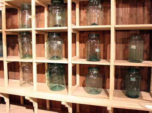 FRENCH GREEN GLASS JARS (4)