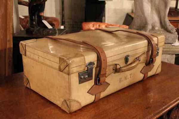 French Vellum Trunk It has a beautiful patina and can be used for travel as well as a very elegant piece of decoration Its interior is all original