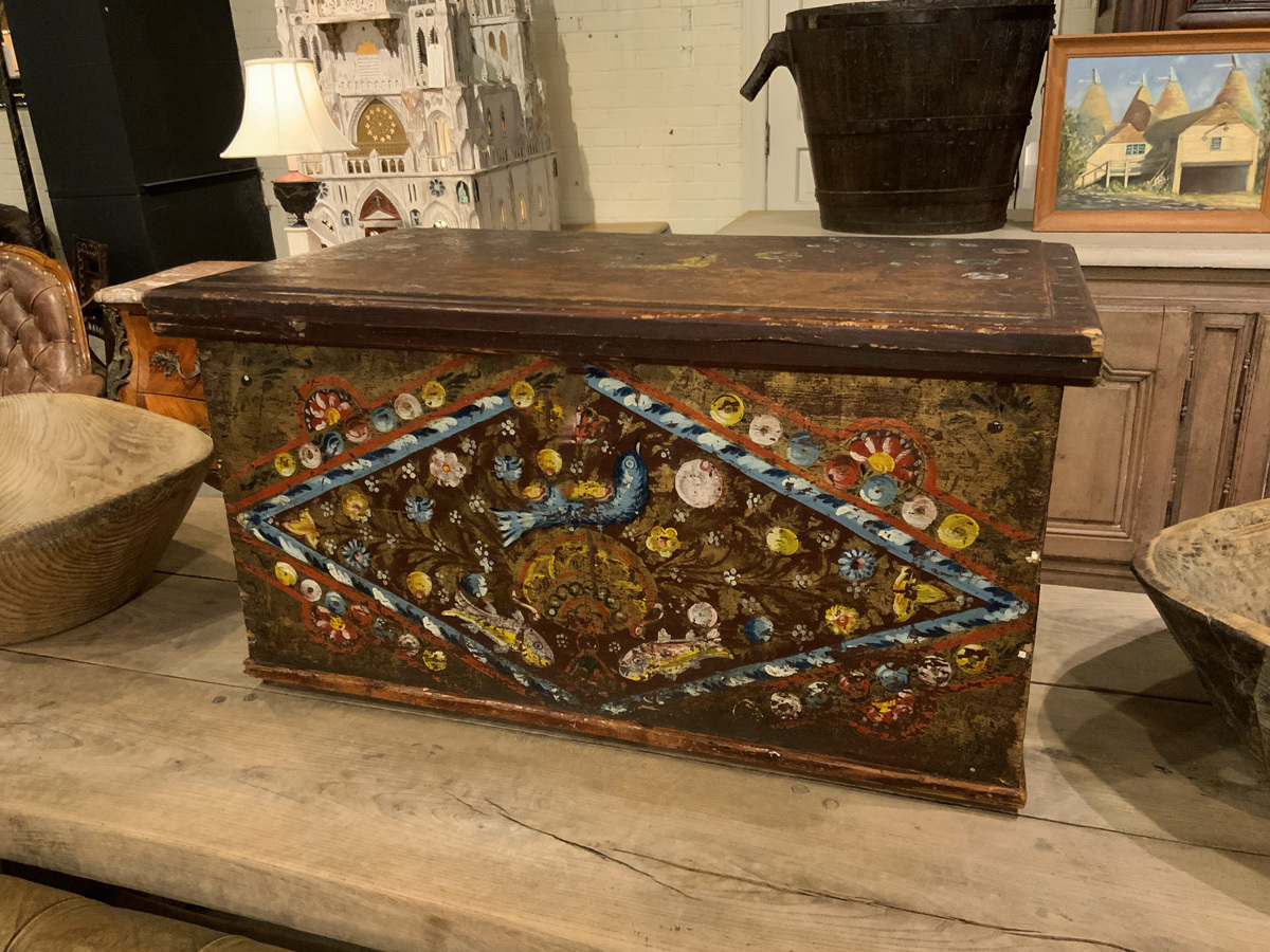 19th Century Painted Alsace Marriage Box